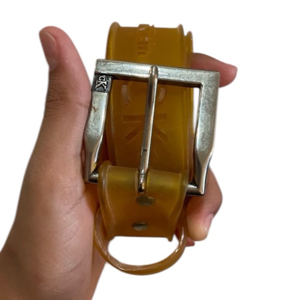 Calvin Klein CK Y2K Mustard Yellow Transparent Jelly Belt Size M
